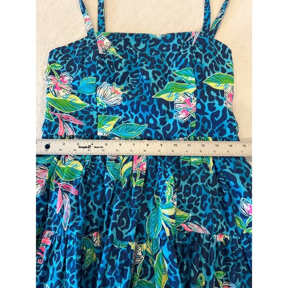 Lilly Pulitzer Women's Blue Floral Tropical Leopard Print Fit & Flare Sundress 4 - Picture 12 of 12